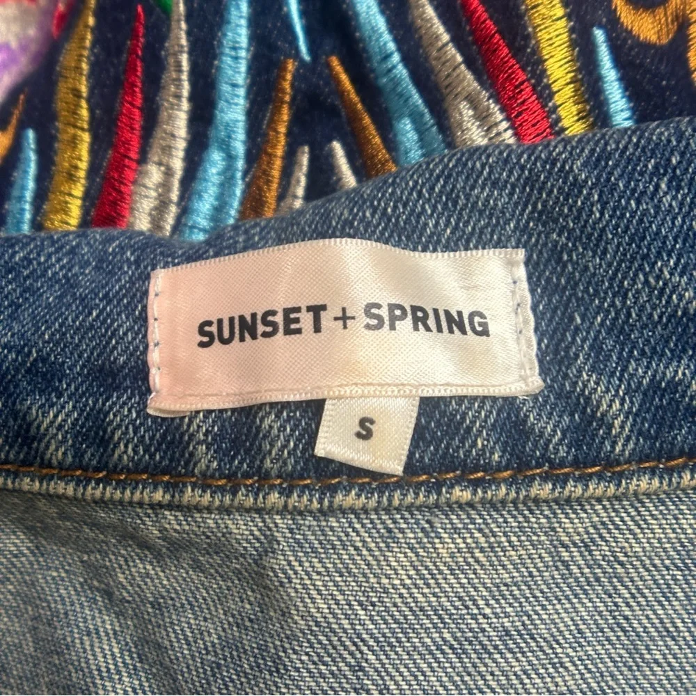 EUC Sunset + Spring Blue Denim Jacket W/ Graphic